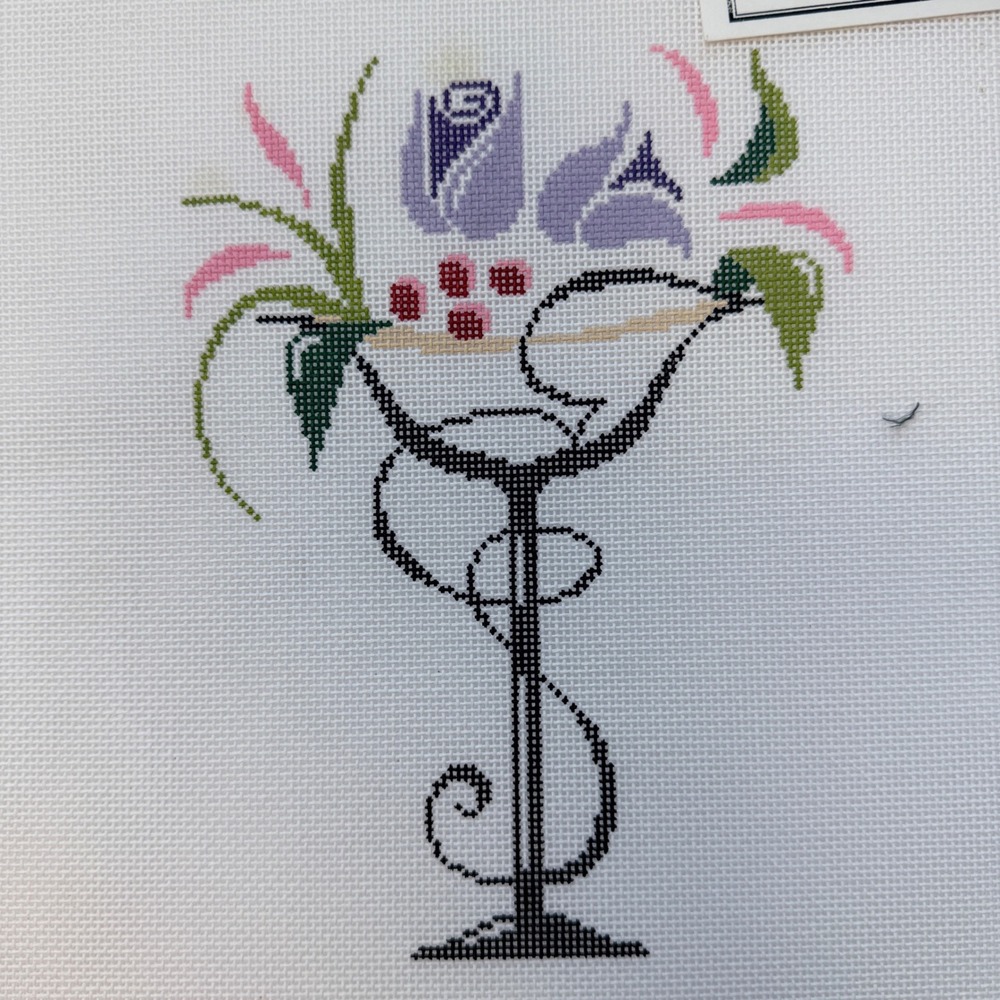Brittercup Designs Needlepoint Canvas Spring Bloom Martini Floral Rose 18ct